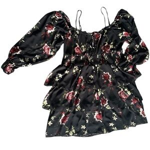 J for Justify Black Ruffled Mini Dress